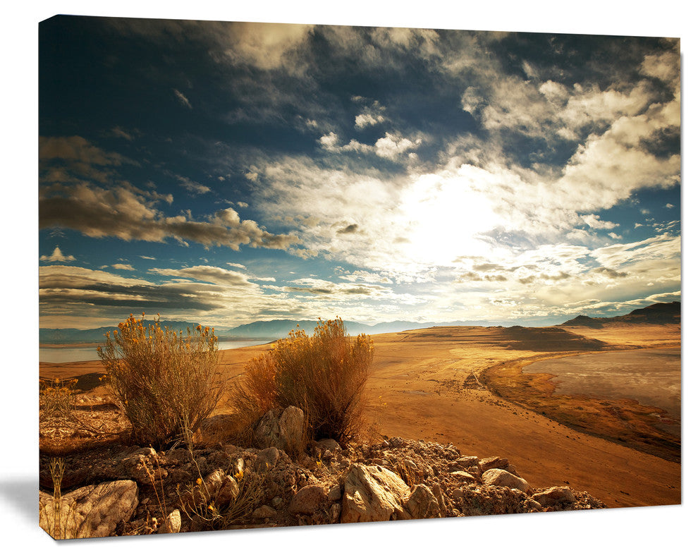 Prairie under Heavy Clouds, Oversized Landscape Canvas Art, 60"x28"