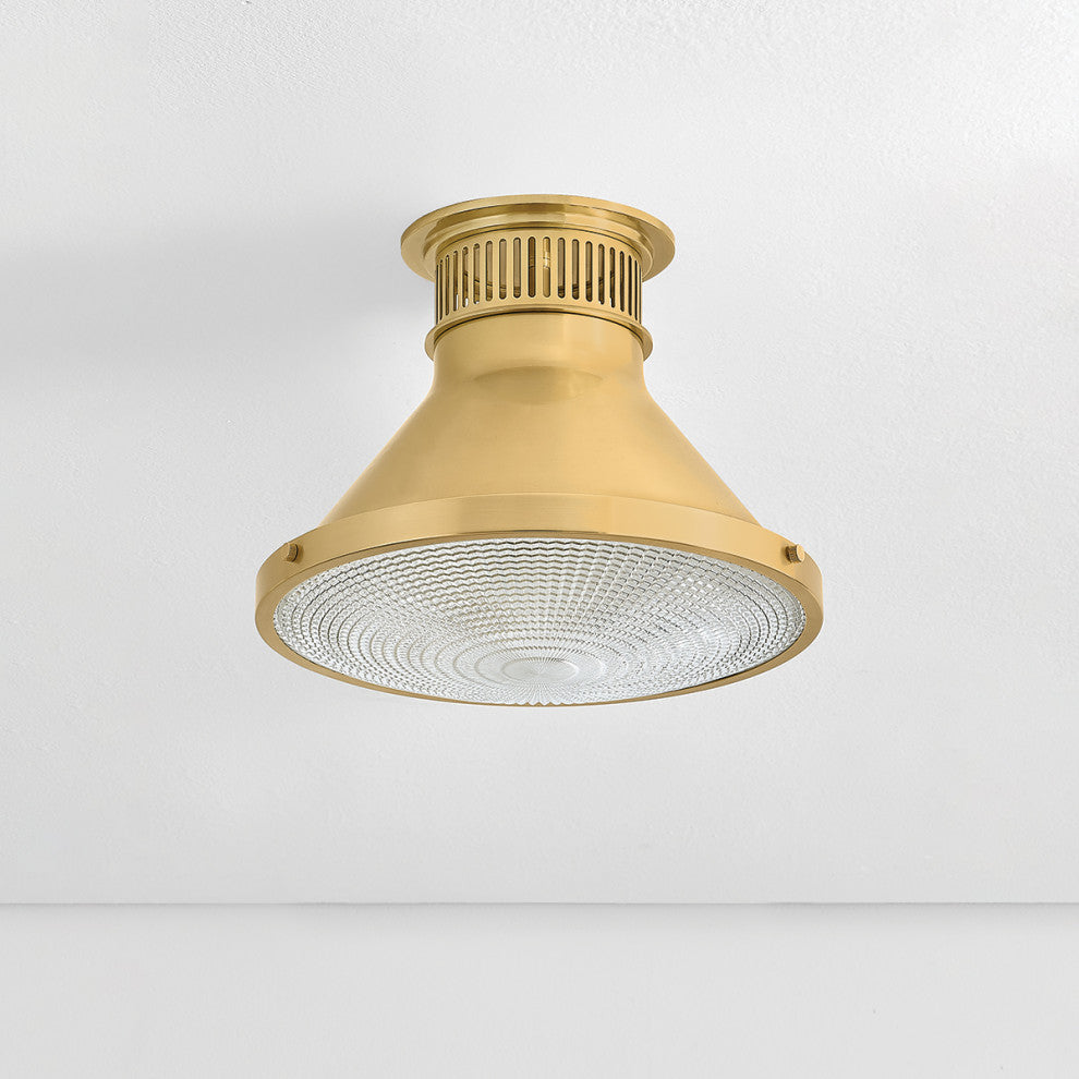 Hudson Valley Lighting Highclere Flush Mount By Mark D. Sikes, Aged Brass