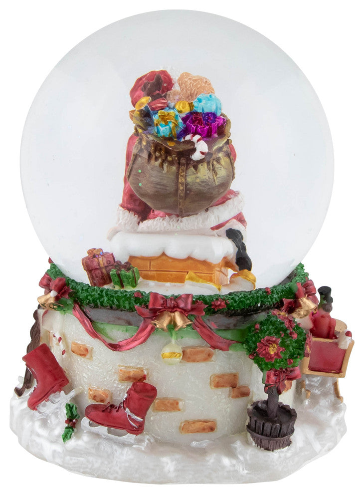 7" Musical Santa Claus, Chimney Christmas Snow Globe