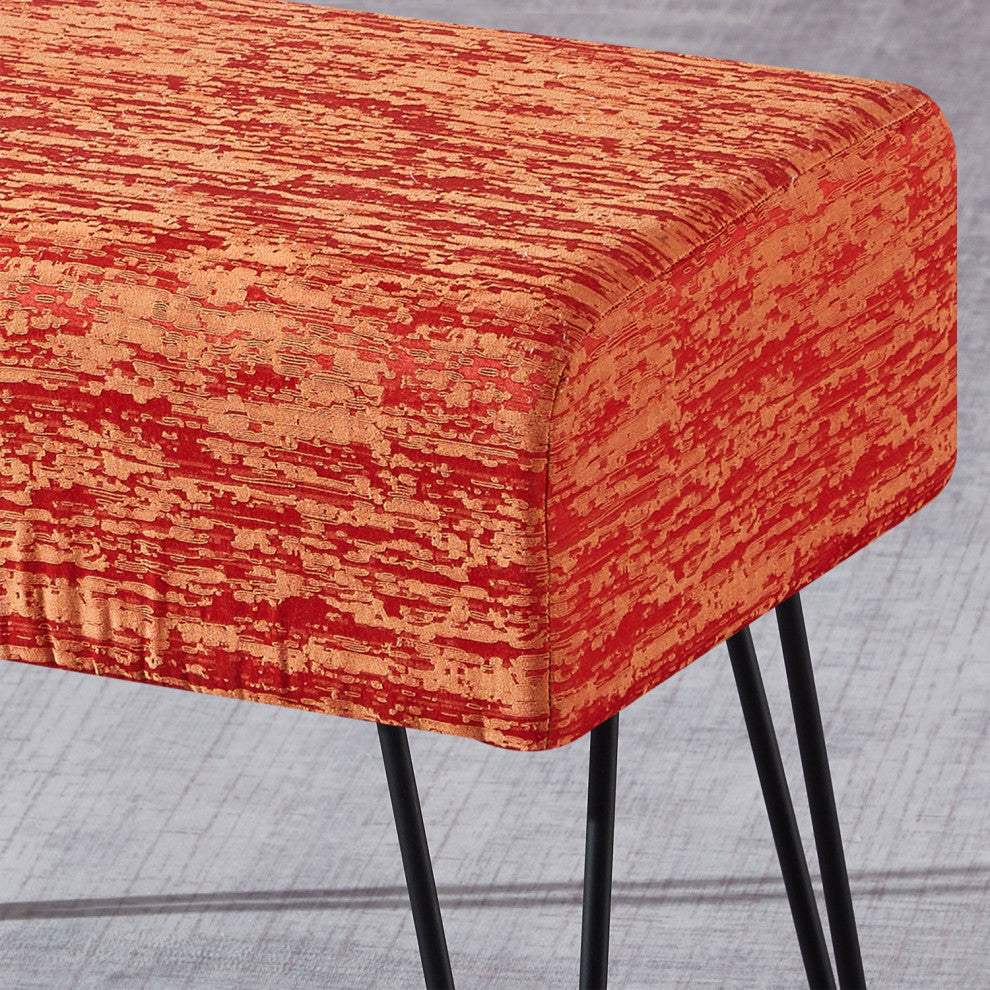 Jacquard Ottoman Ottoman, Burnt Ocre, 19''x13''x17''