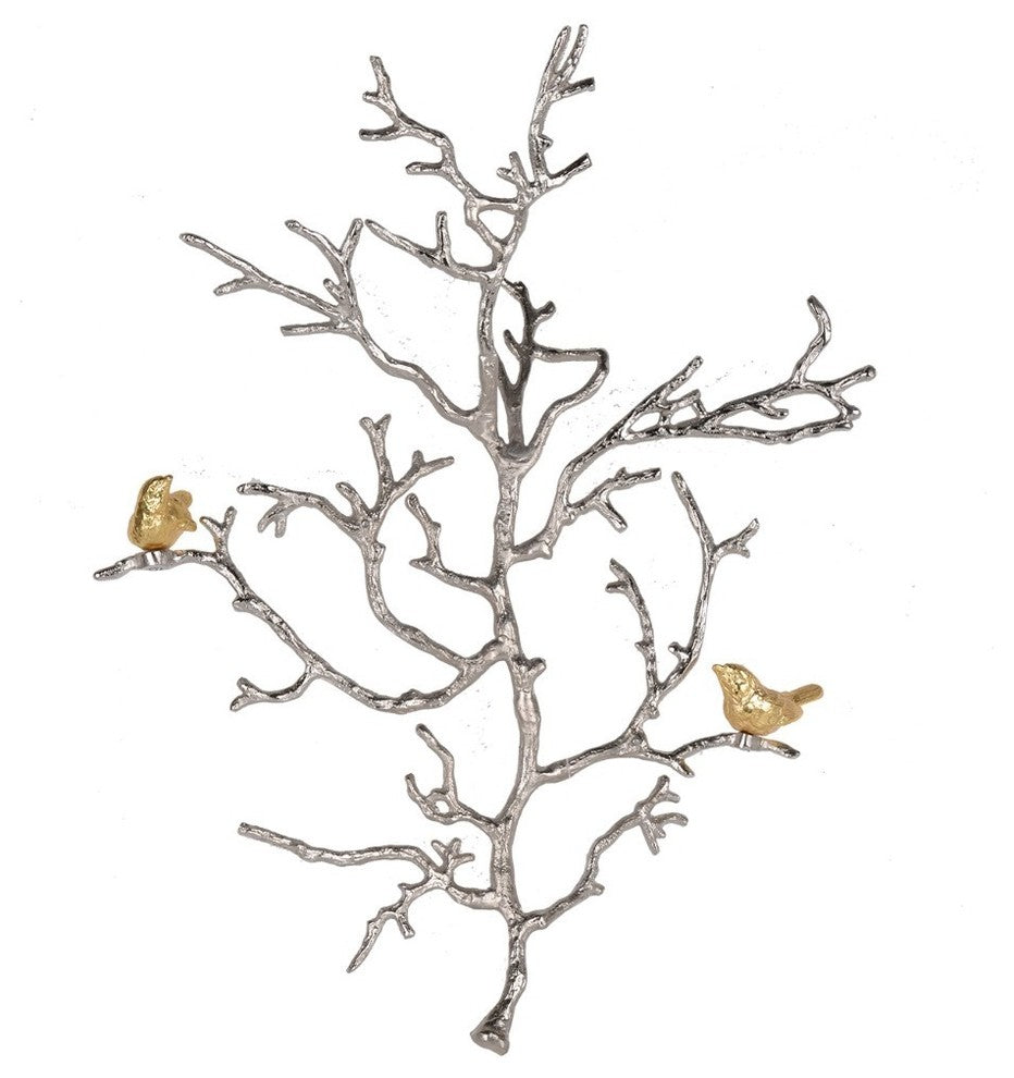 Benzara BM165480 Aluminum Branch Wall Sculpture, Small, Silver