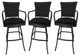 Set of 3, Outdoor/Indoor Swivel Bar Stools Erin, Black on Black, 34"