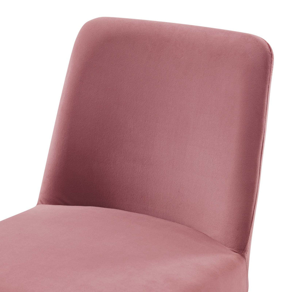 Side Dining Chair, Velvet, Metal, Gold Pink, Modern, Cafe Bistro Restaurant