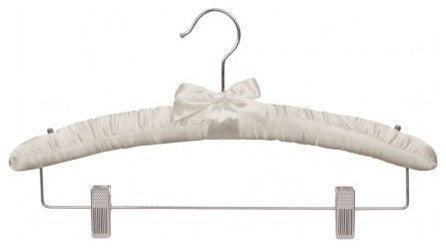 Satin Padded Combo Hanger, Ivory/Chrome Finish, Box of 12