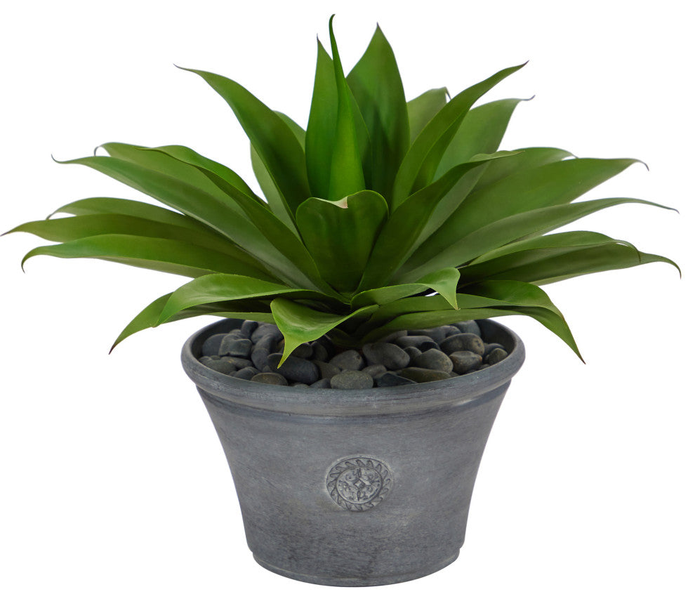 22" Agave Succulent Artificial Plant, Gray Planter