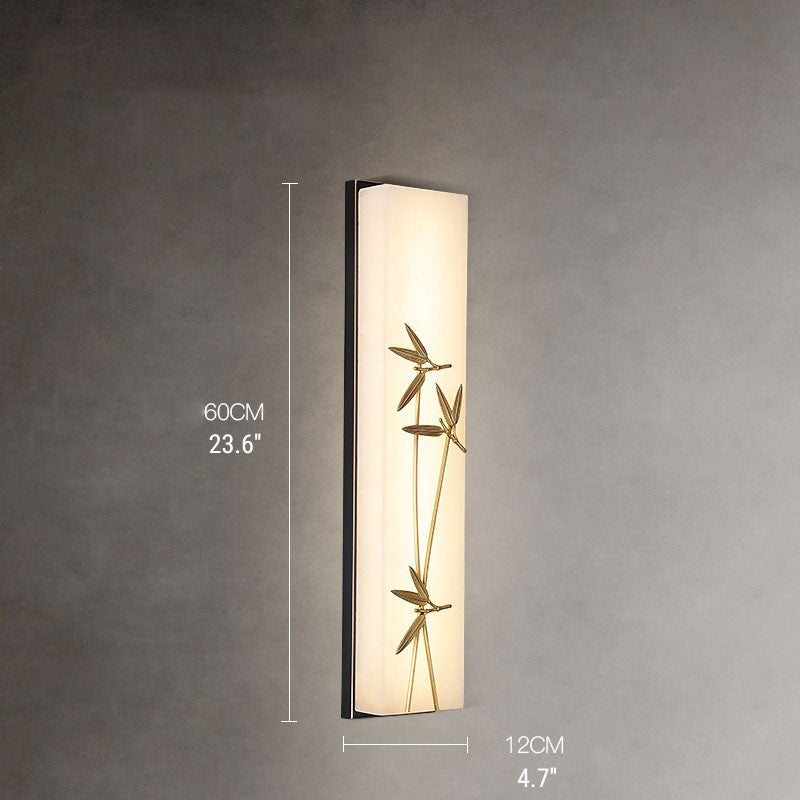 Creative Marble Wall Lamp in Chinese Style for Living Room, Bedroom, Bamboo Leaves