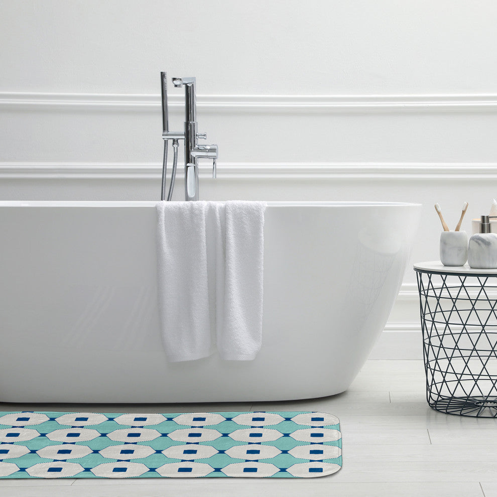 34" x 21" Button Up Bathmat, Light Blue