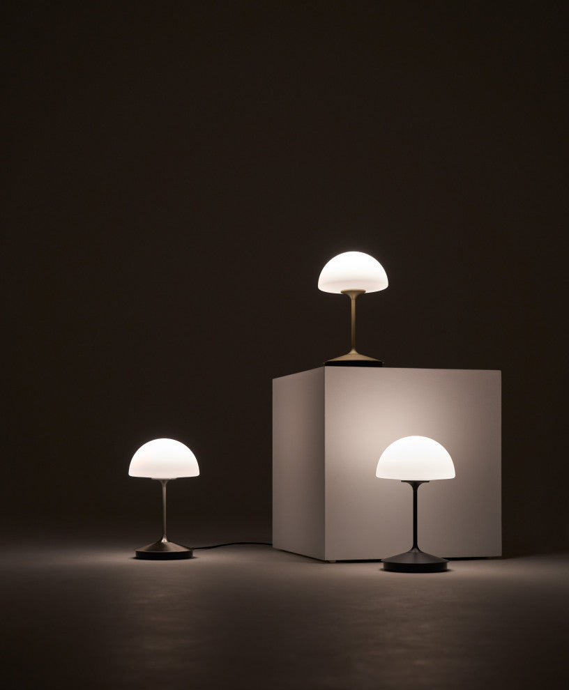 Pensee LED Table Lamp, Matt Opal Glass/ Champagne Gold