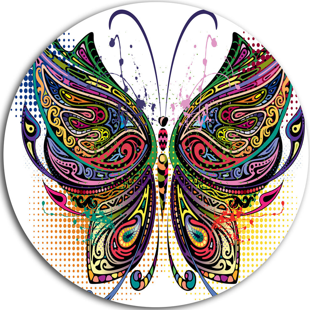 Variegated Butterfly, Digital Art Round Wall Art, 11"