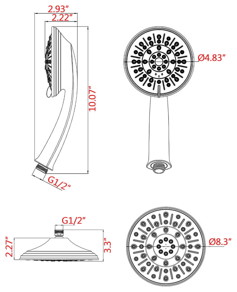 High Pressure 35-Function Dual 2 in 1 Shower Faucet with Valve