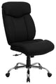 Plush Office Chair, Cushioned Seat & Built In Lumbar Support, Black Fabric