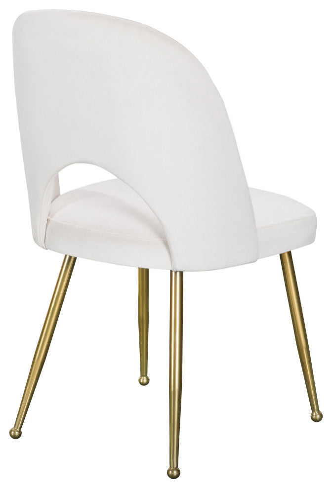 Logan Velvet Dining Chairs With Brushed Gold Legs (Set of 2), Cream