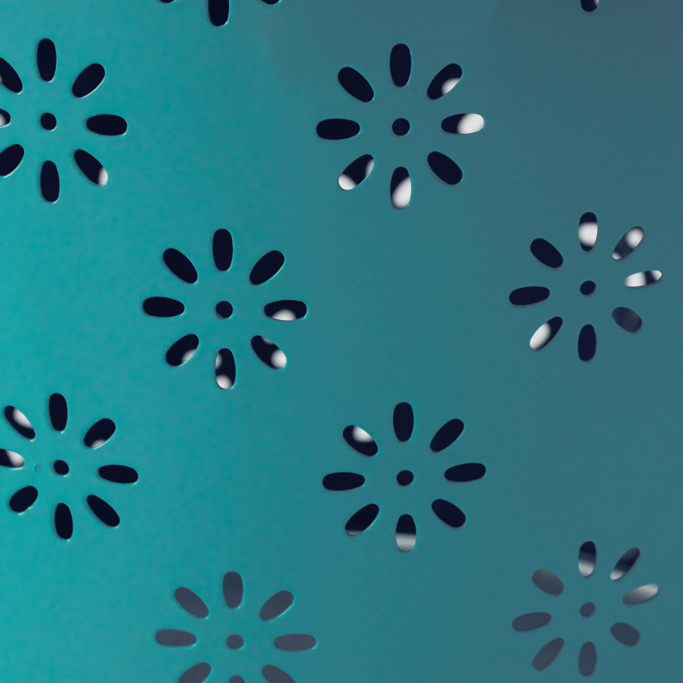 GDF Studio Breeze Outdoor 15" Iron Side Table, Teal