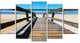 Long Boardwalk into Blue Seashore, Seashore Canvas Art Print, 60"x32", 5 Panels
