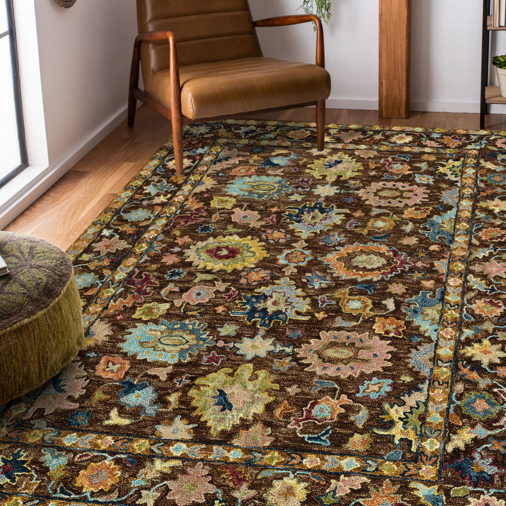 Jackson Traditional Brown Hand-Hooked Area Rug 8' x 10'