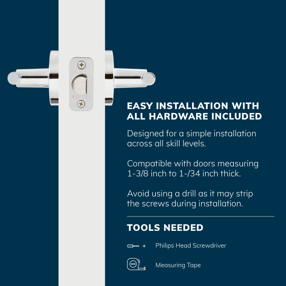 Delaney Hardware Cira Series Passage Set in Satin Nickel, Polished Chrome, Passage Lever
