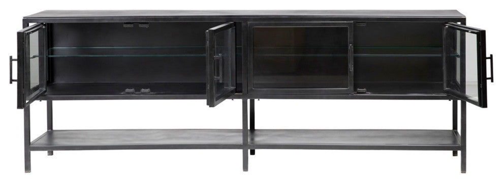 Gunmetal Shelf & Glass Sideboard