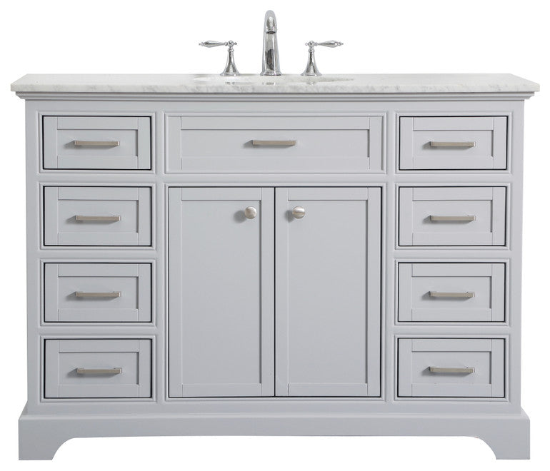 Amber Single Bathroom Vanity, Blue, Light Grey, 48"