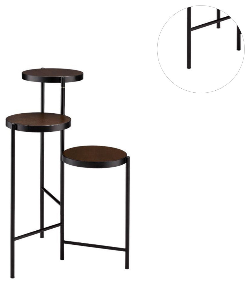 Metal Plant Stand With 3 Open Compartments, Black