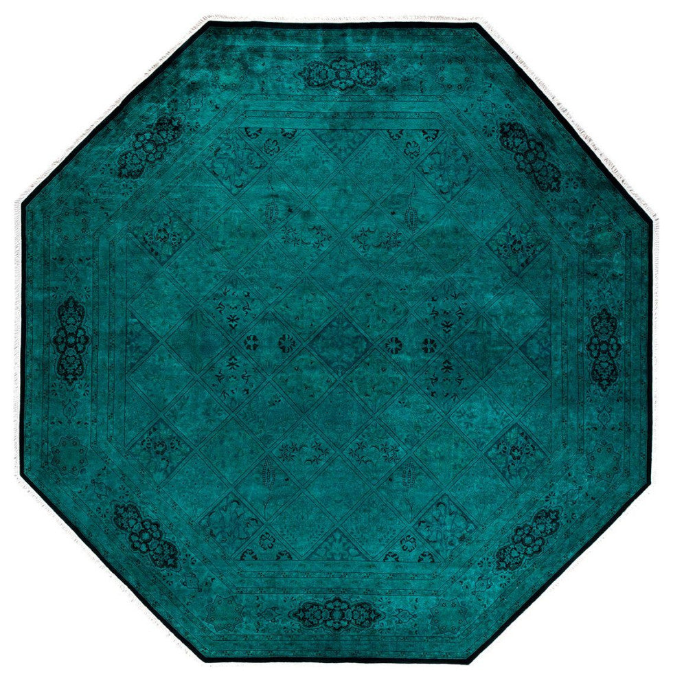 Fine Vibrance, One-of-a-Kind Hand-Knotted Area Rug Green, 8'1"x8'1"