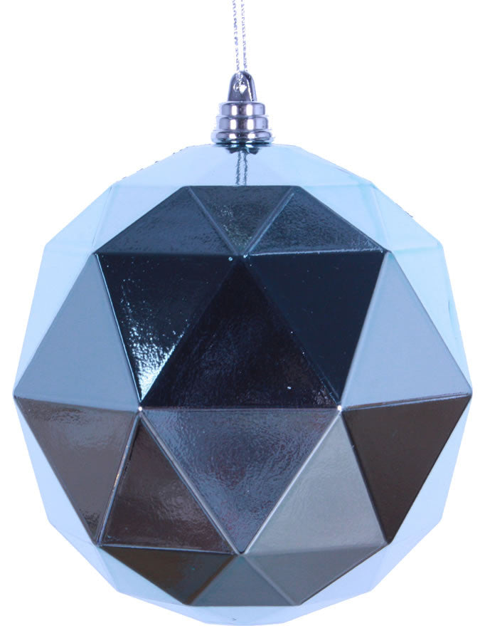 Vickerman M177432DS 6" Baby Blue Shiny Geometric Ball Ornament, 4 per bag