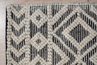 EORC Black Handwoven Wool Durrie Kilim Rug 5'x8'