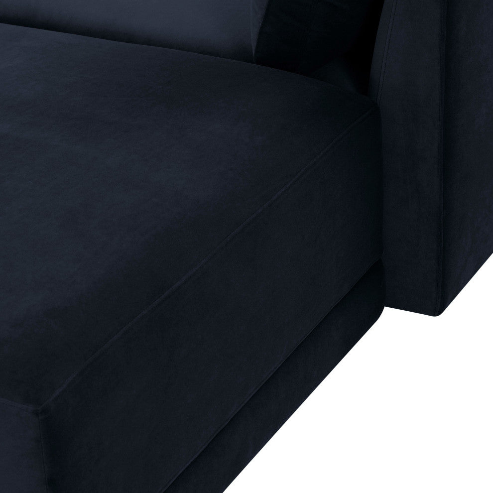 Flix Modular Velvet Sectional Sofa, Modern 5 Piece RAF Sectional Couch Set, Navy