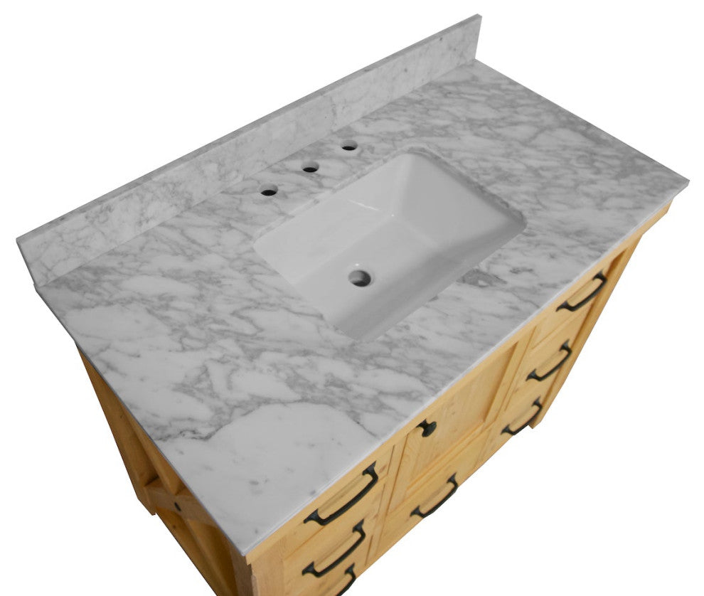 Tuscany 42" Bathroom Vanity, Drift Wood, Carrara Marble