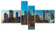 Evening New York City Skyline Panorama, Canvas Art Print, 60"x32", 4 panels