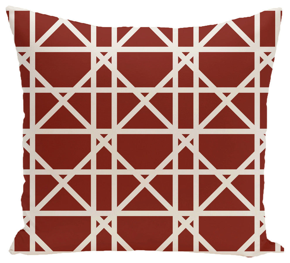 Trellis Geometric Print Pillow, Orange, 18"x18"