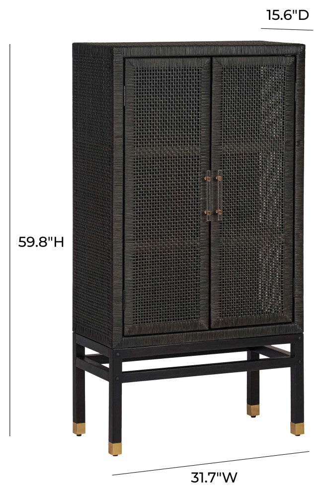 Amara Woven Rattan Wall Cabinet, Charcoal