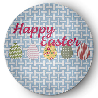 Happy Easter Novelty Chenille Area Rug, Lighter than Air Blue, 5' Round