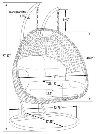 LeisureMod Mendoza Charcoal Wicker Hanging Double Egg Swing Chair, Charcoal