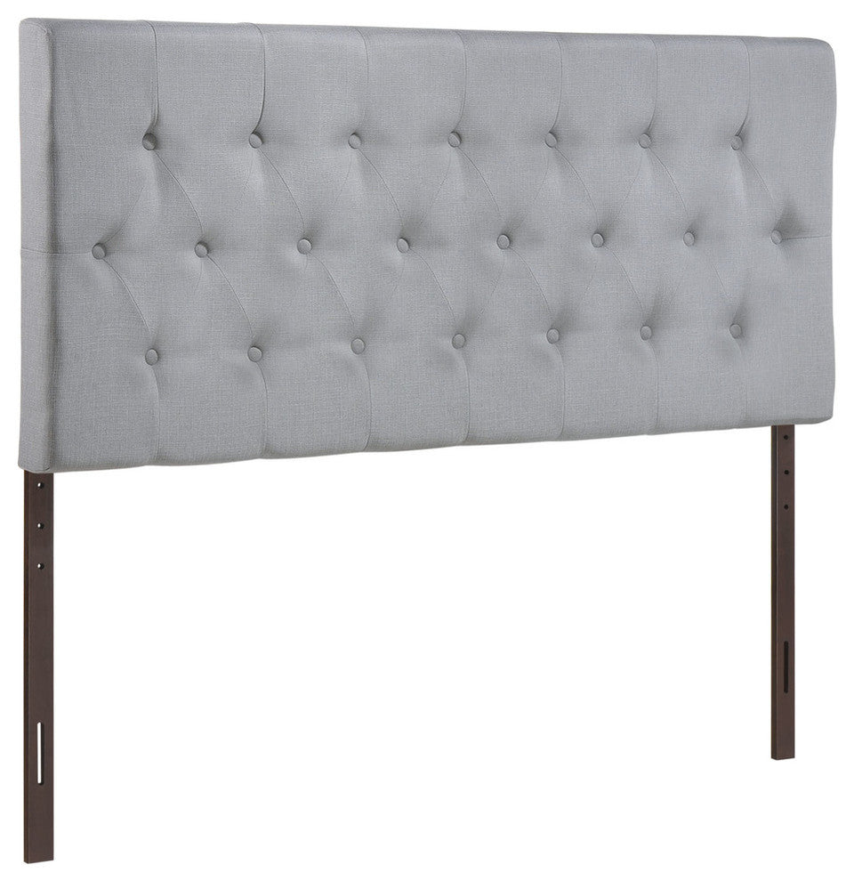 Modern Contemporary King Size Headboard, Gray Fabric