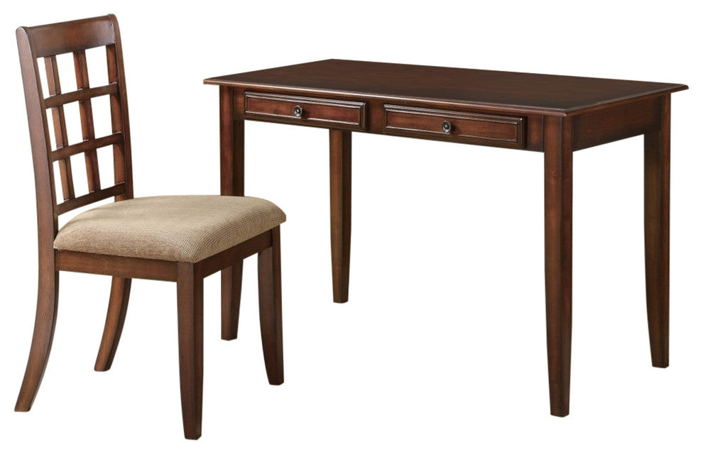 Benzara BM159085 Transitional 2 Piece Wooden Desk Set, Brown