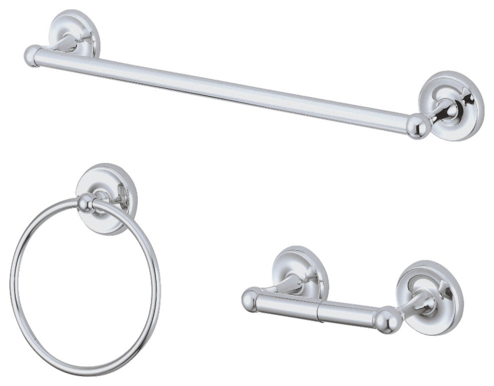 Kingston Brass 3-Piece Bathroom Accessory Set, Polished Chrome