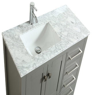 Eviva London 38 in. Transitional Gray  vanity  White Carrara Marble Countertop