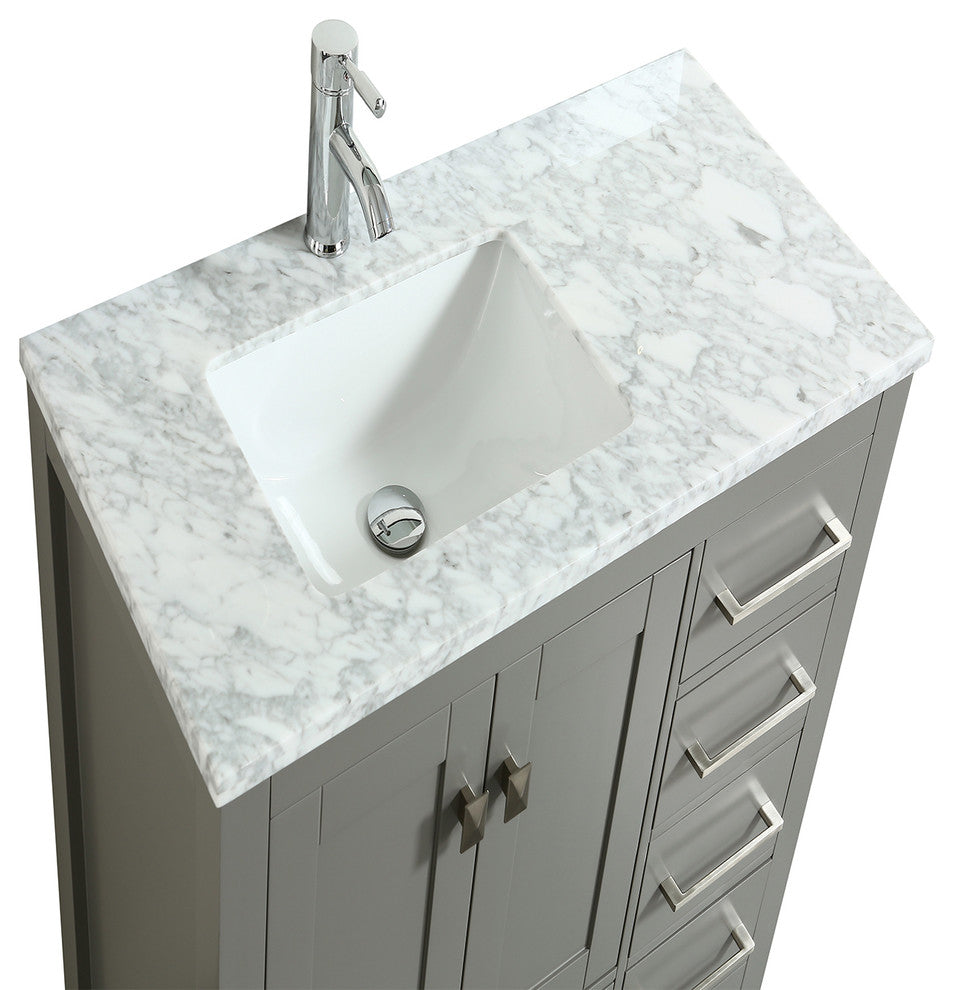 Eviva London 38 in. Transitional Gray  vanity  White Carrara Marble Countertop