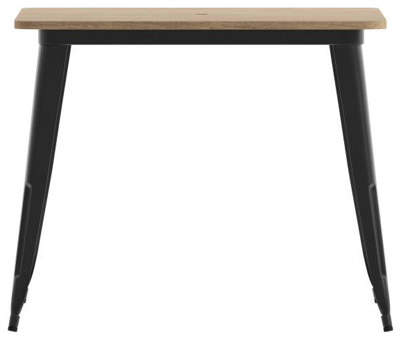 Declan Commercial Indoor/Outdoor Dining Table with Umbrella Hole, 36" Square, Brown/Black