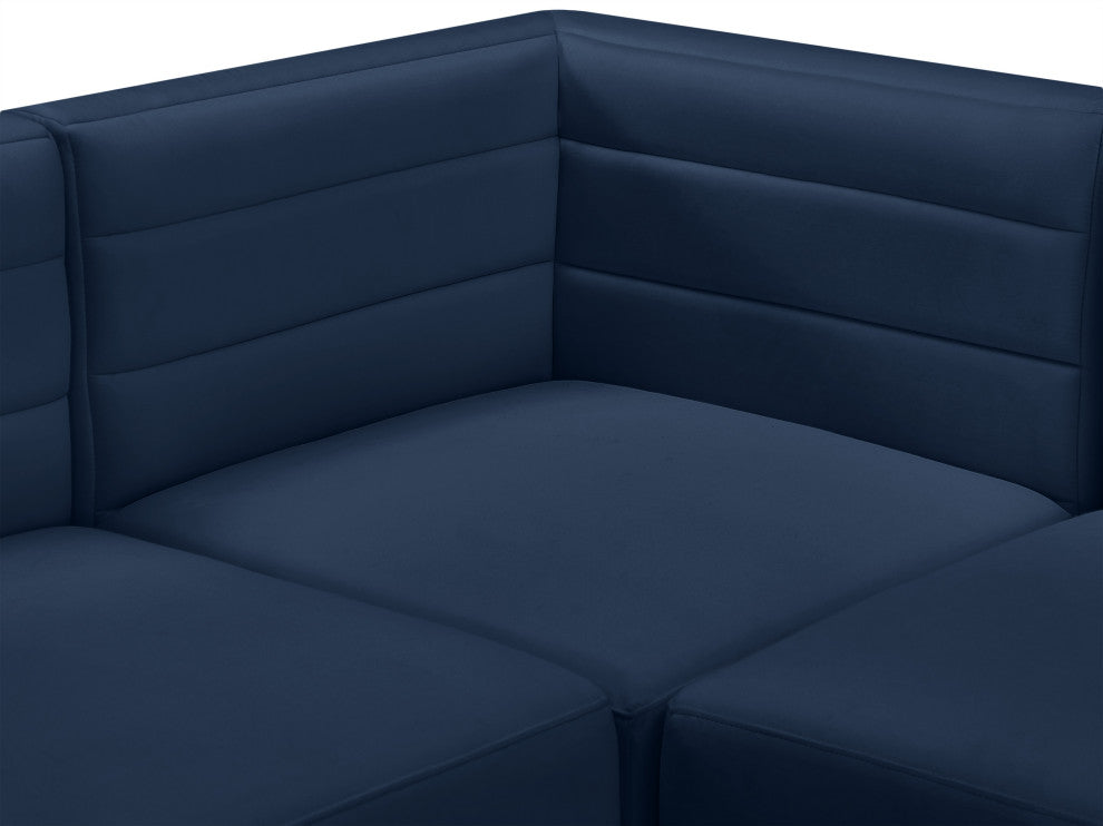 Quincy Velvet Upholstered 4-Piece Modular Sofa, Navy
