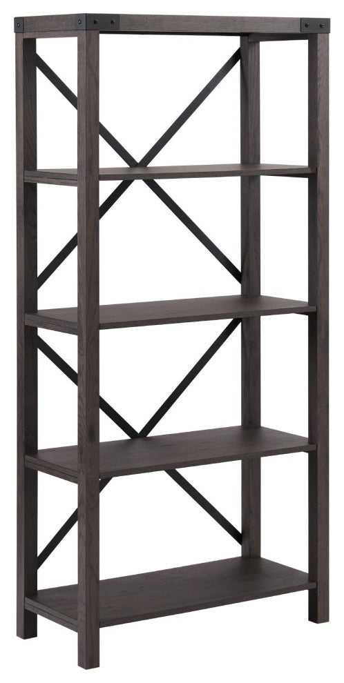 64" Metal X Bookcase - Sable