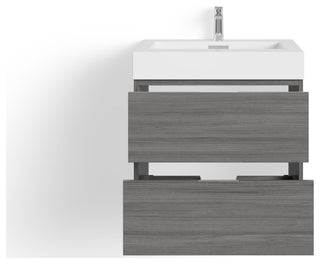 Boutique Bath Vanity, Vulcan Ash Gray, 24", Single Sink, Wall Mount