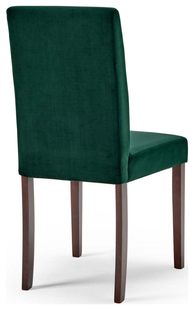 Side Dining Chair and Table Set, Velvet, Drak Brown Green, Modern, Cafe Bistro