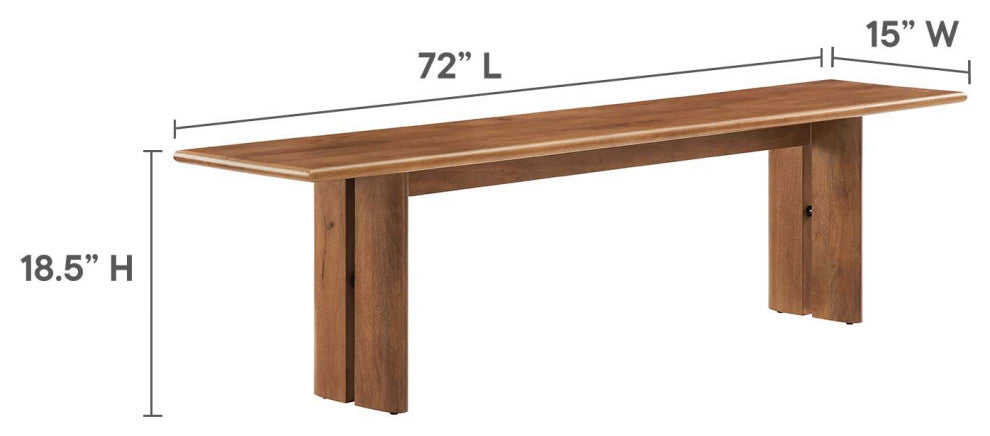 Amistad 86" Wood Dining Table and Bench 2 Piece Set - Walnut