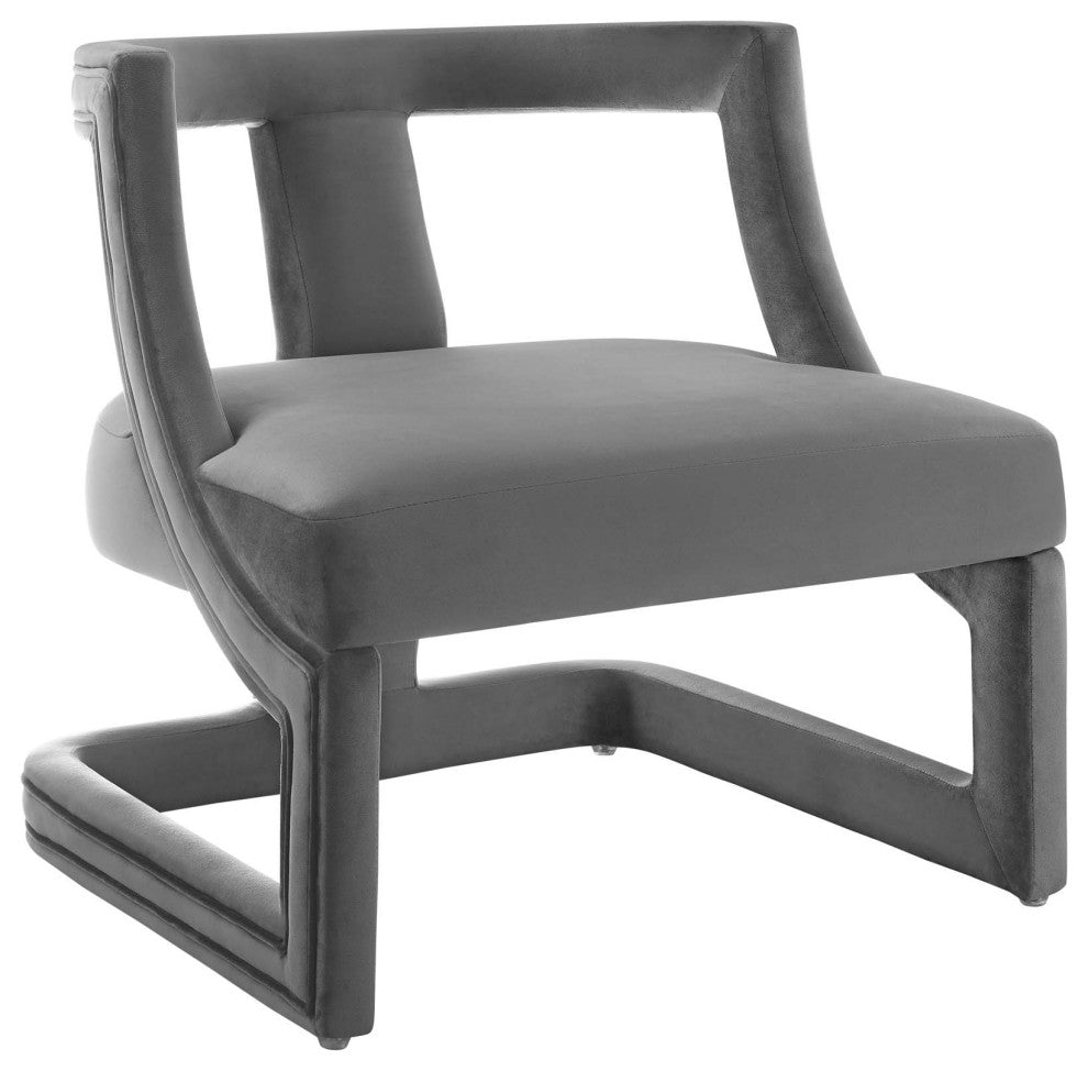 Requisite Accent Lounge Performance Velvet Armchair Gray
