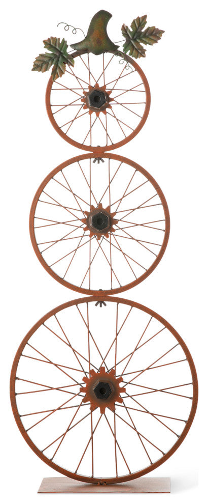 33.25''H Fall Bicycle Wheel Pumpkin Porch Decor