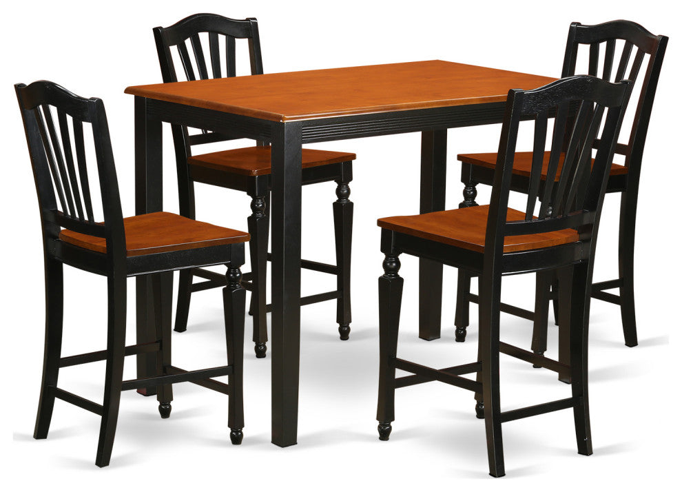 5 Pc Dining Counter Height Set - Counter Height Table And 4 Kitchen Chairs