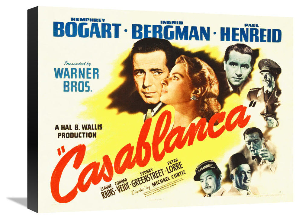 "Casablanca Poster" Stretched Canvas Giclee by Hollywood Photo Archive, 22x17"