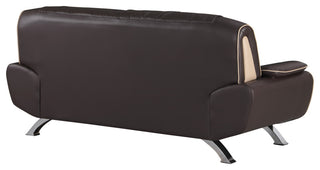 2-Piece Indoor Brown Genuine Leather Five Person Seating Set