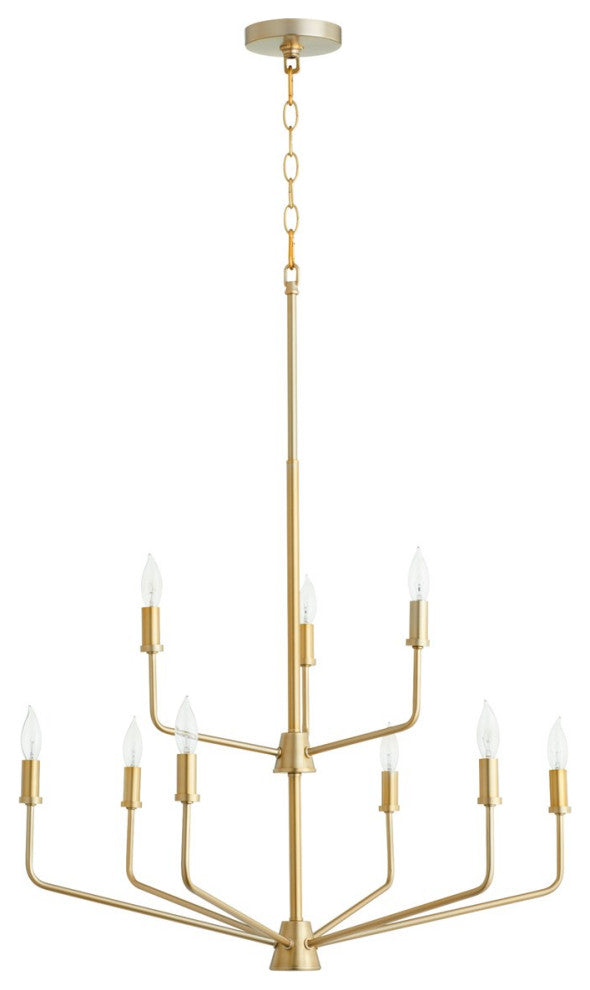 Quorum Harmony 9-Light Chandelier 657-9-80, Aged Brass